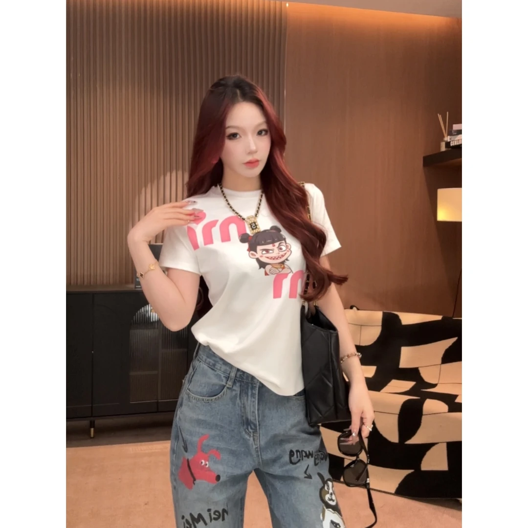 【温迪】2025春夏新款百搭时尚T恤简约显瘦短袖上衣165