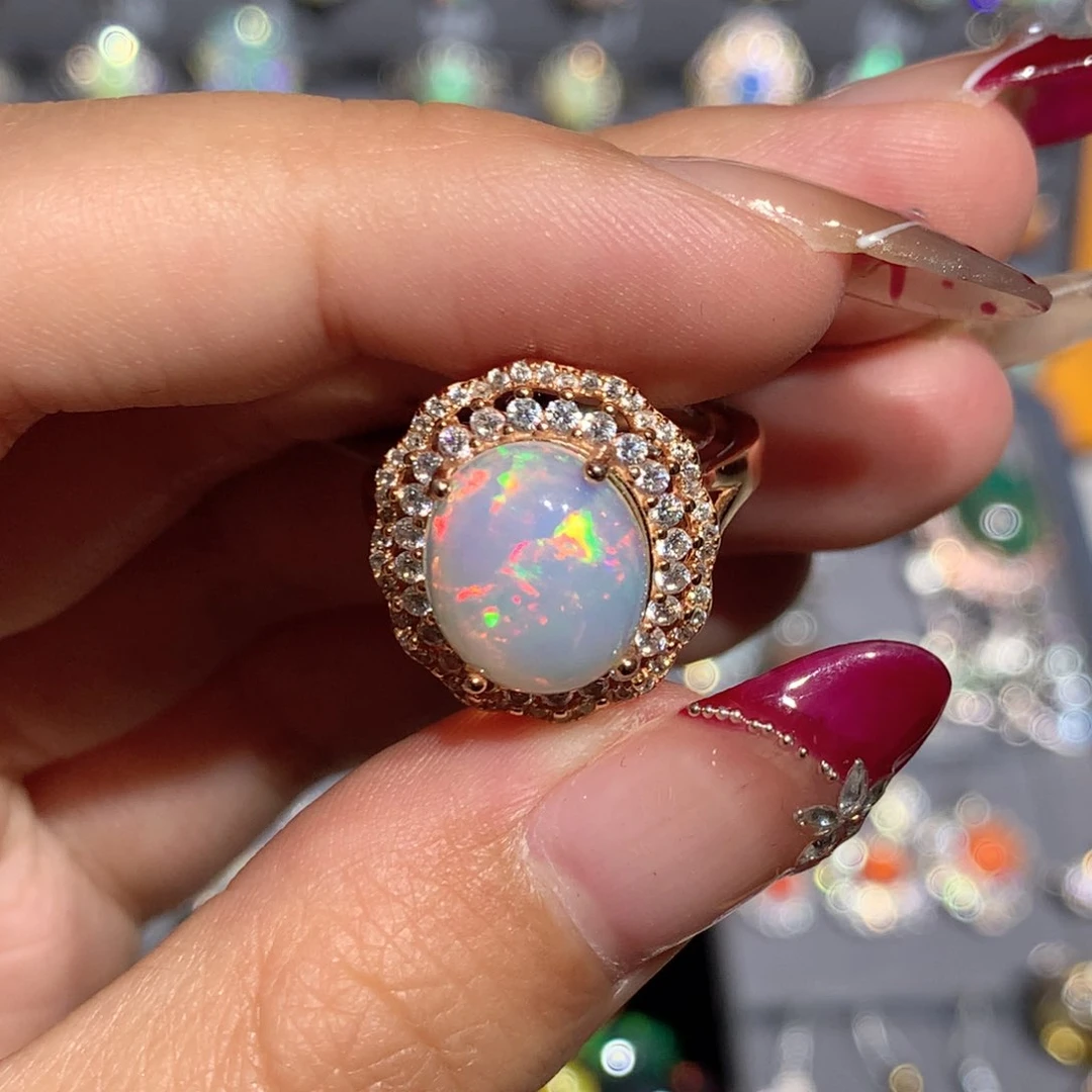 欧泊银S925镶嵌欧泊戒指y