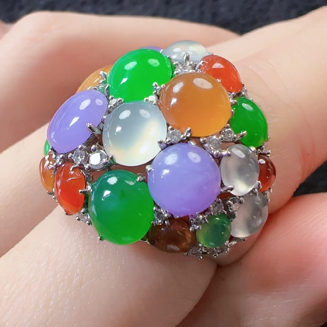 翡翠戒指18K金镶嵌【新款】签收后24小时鉴赏期