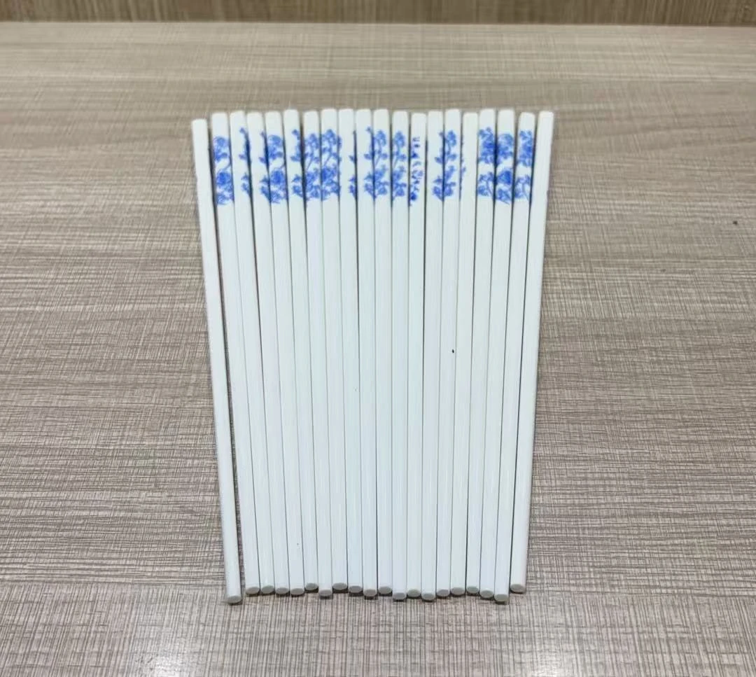 10双青花长款筷子实心