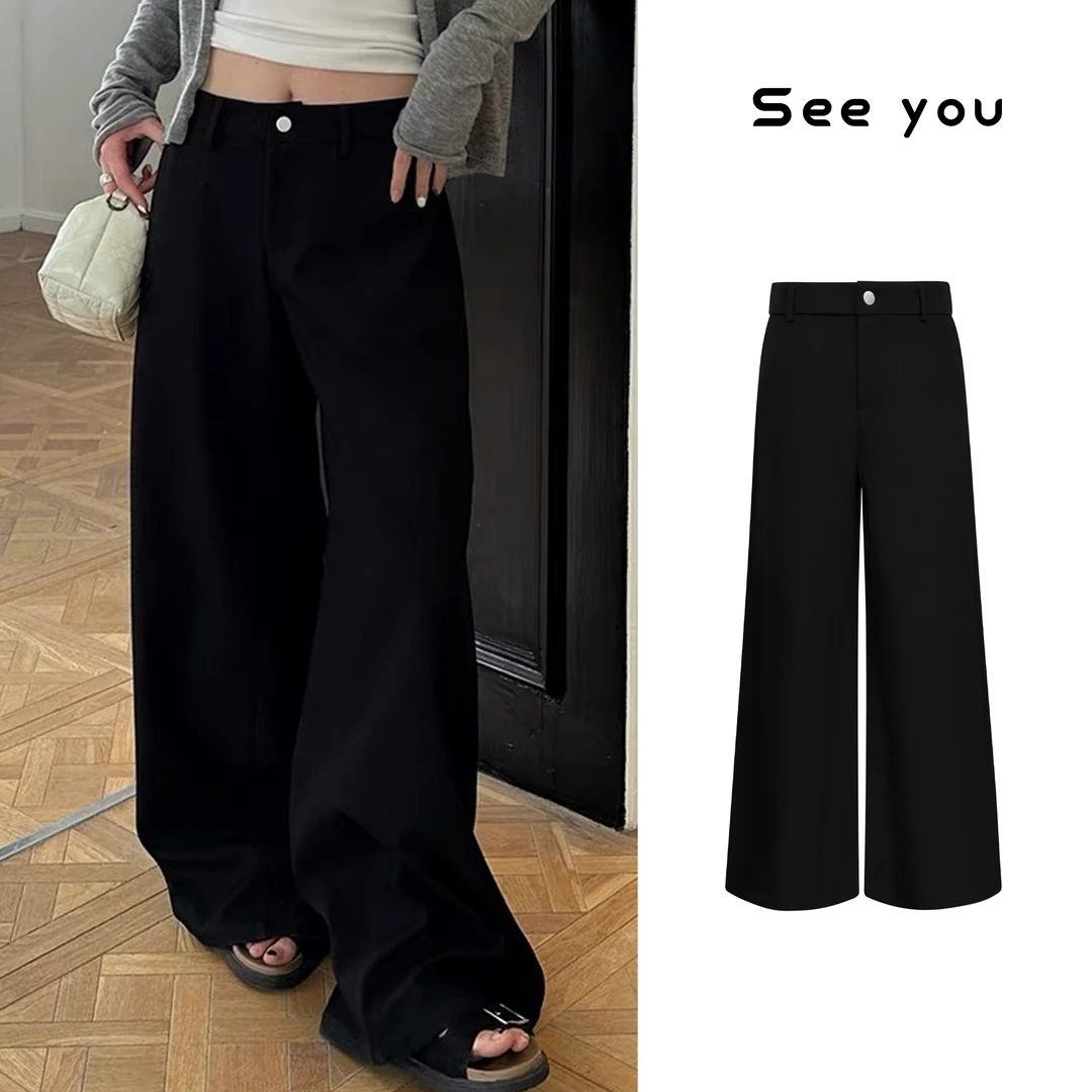 好版型好面料神裤一条早春百搭黑色休闲显瘦阔腿裤拖地长裤 z146