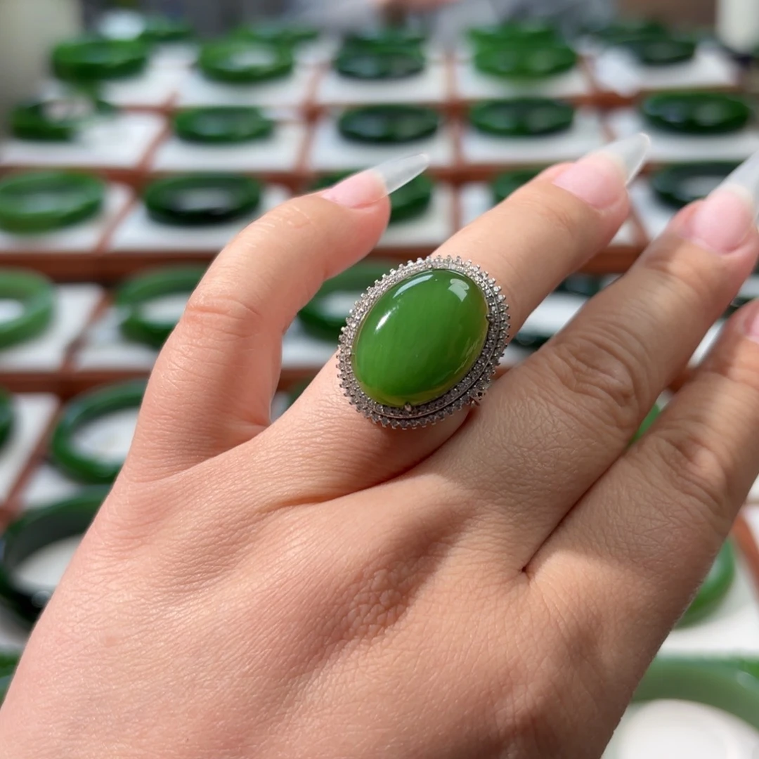 银S925镶嵌戒指和田玉