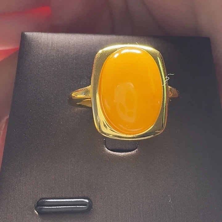 蜜蜡银S925镶嵌戒指戒指