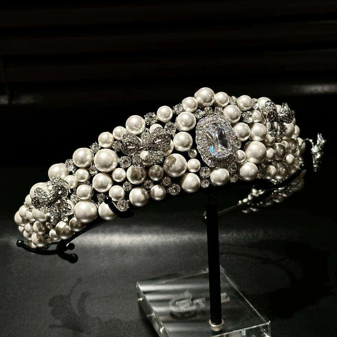 金钻新娘ETE重工水晶珍珠皇冠头饰2025新款结婚礼服配饰新娘王冠