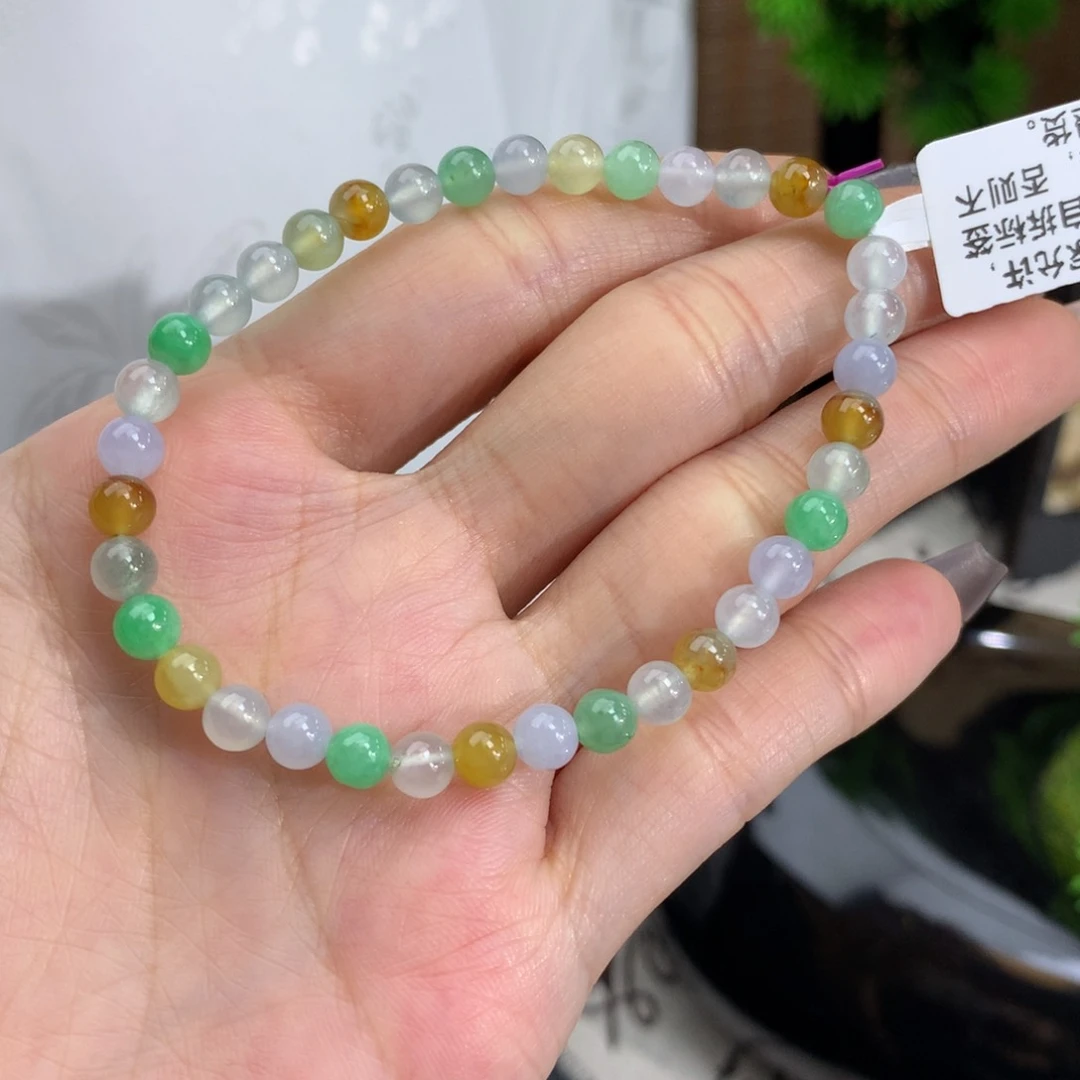 翡翠手链未镶嵌卡5冰胶多宝手串