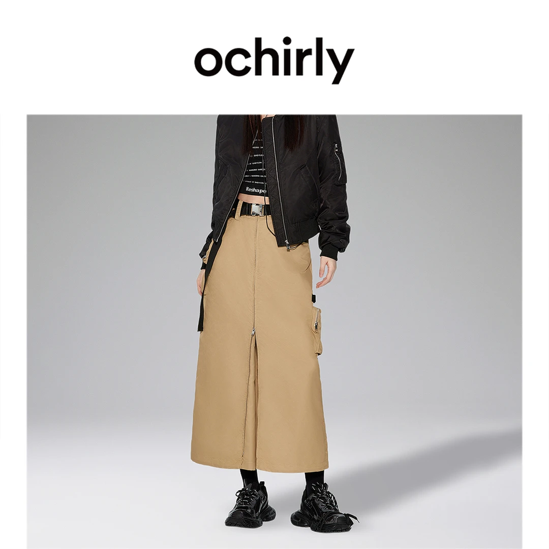 【机能系列】欧时力 降落伞工装半身裙女2024新款秋装休闲中长款