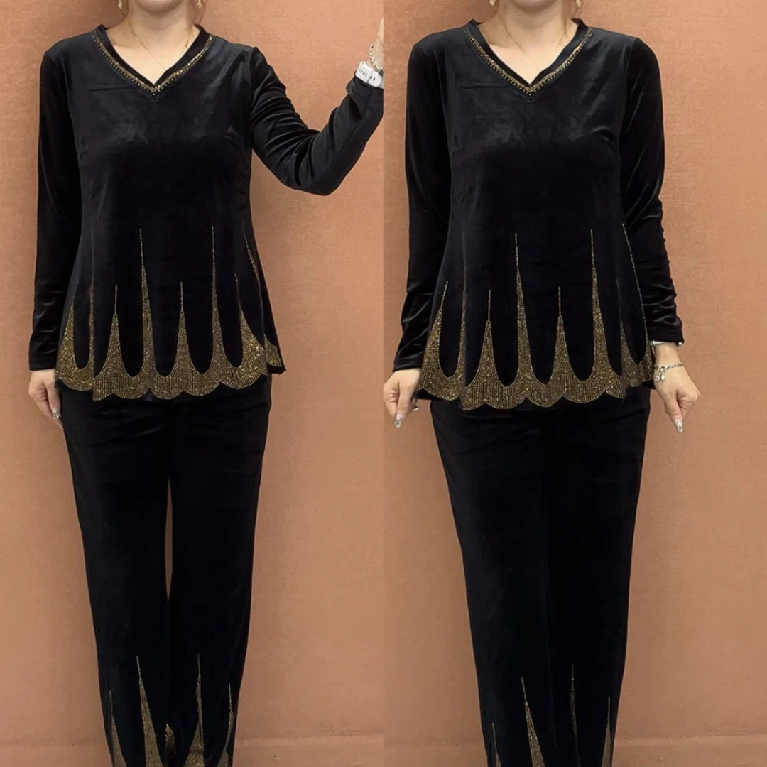 JXL时尚丝绒显瘦两件套