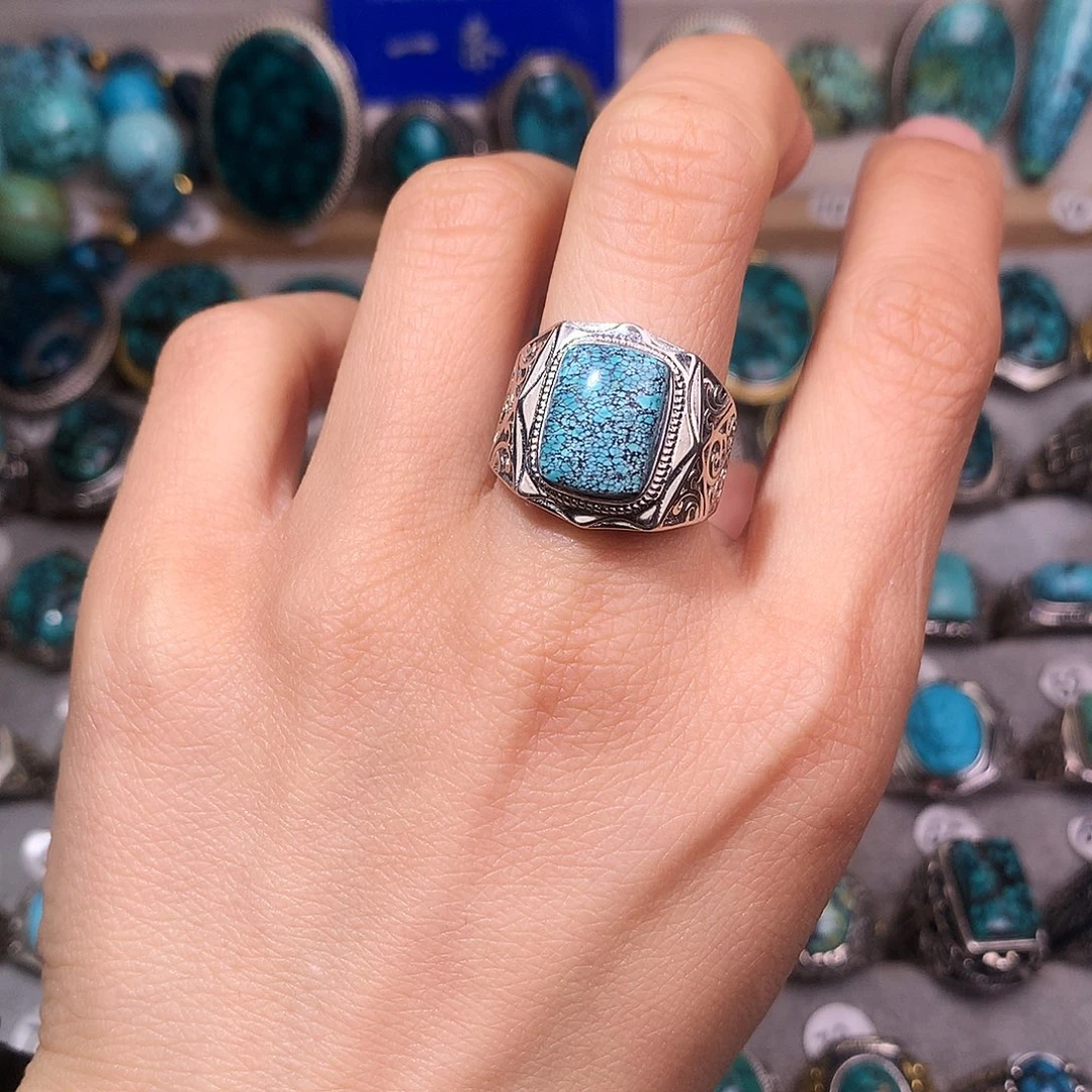 绿松石挂件银S925镶嵌