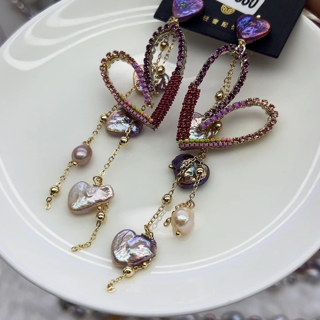 银S925镶嵌淡水珍珠耳饰