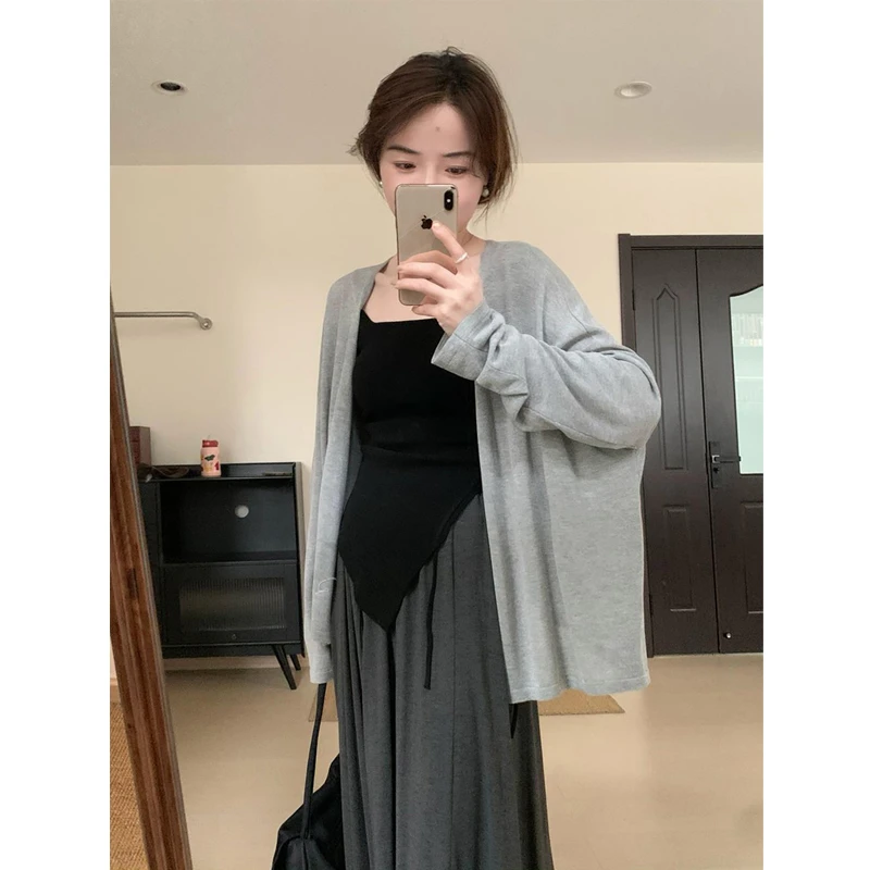 仿亚麻披肩开衫防晒衫2025夏季新款宽松版显瘦韩版气质慵懒上衣女