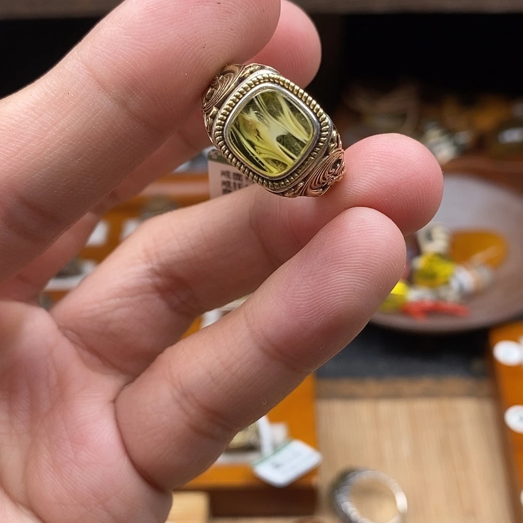 蜜蜡银S925镶嵌戒指