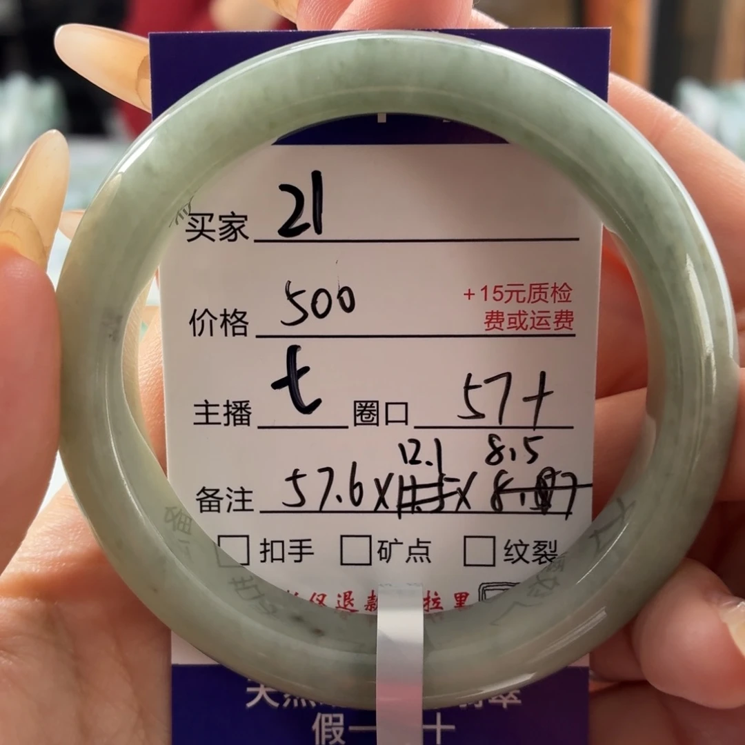 双***子翡翠未镶嵌手镯57