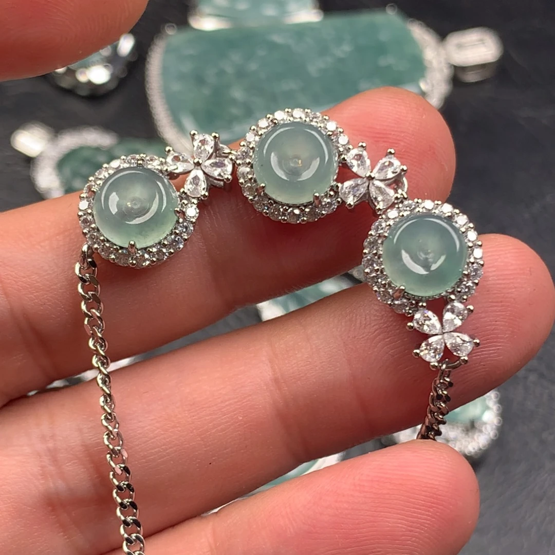 翡翠未镶嵌颈饰平安扣手链