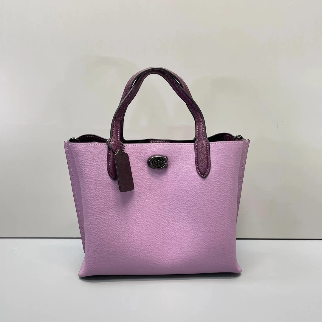 95新 COACH/蔻驰 Willow紫色菜篮子24x20x10cmE011220