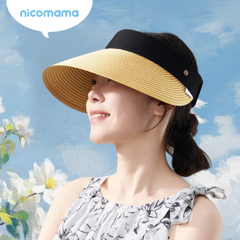 【25年升级款】nicomama成人空顶卷卷防晒帽 UPF50+宽帽檐不易变形