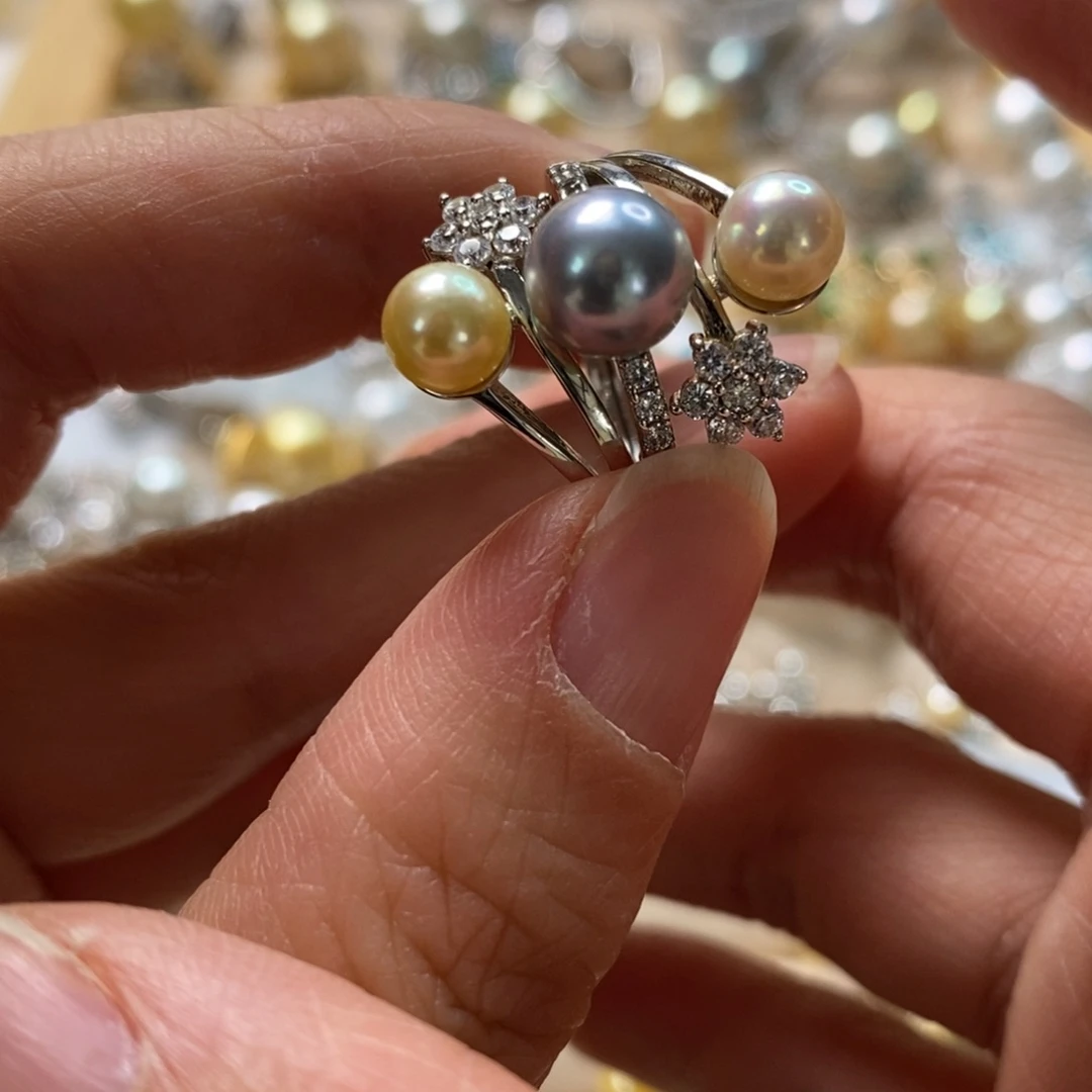 海水珍珠戒指银S925镶嵌