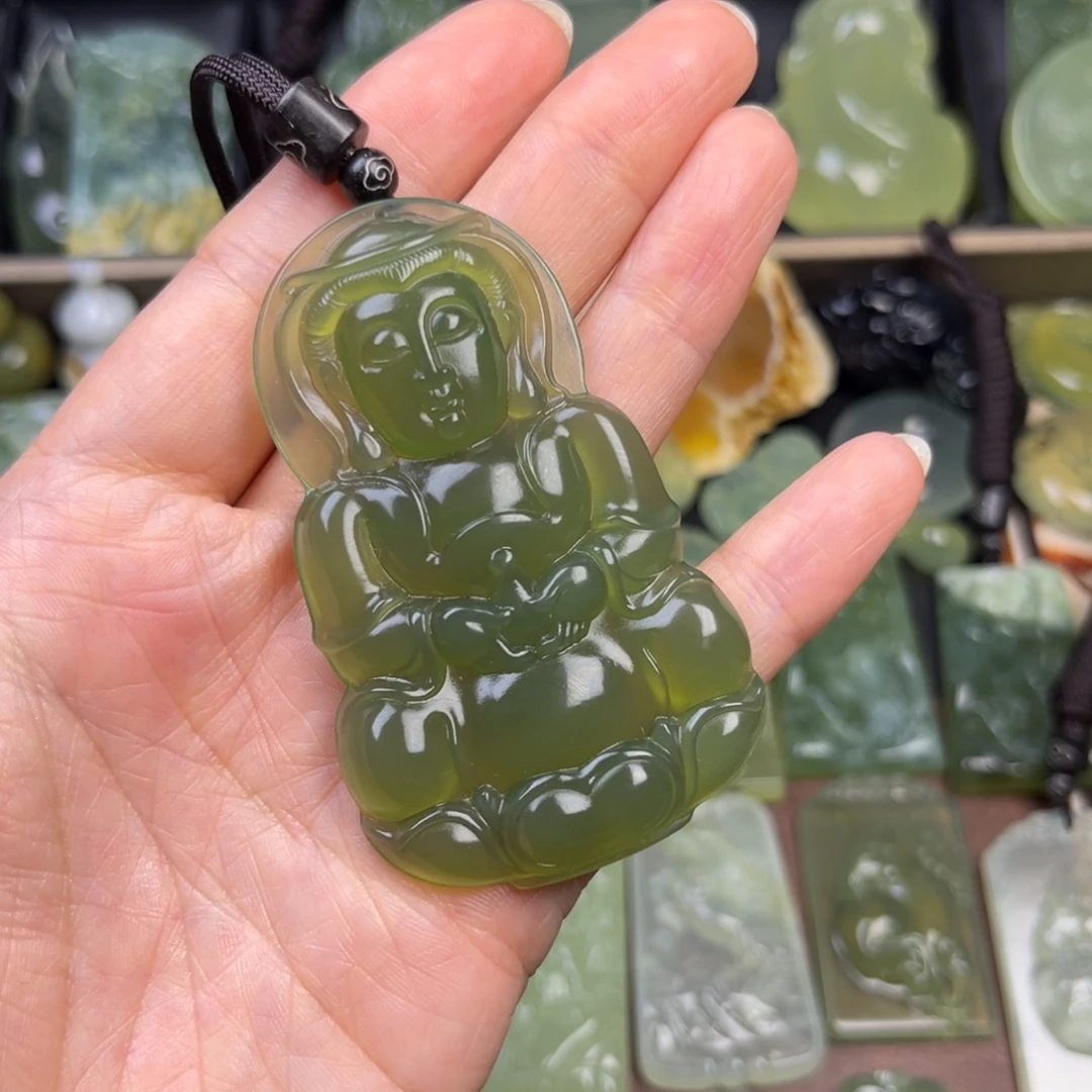 蛇纹石玉未镶嵌吊坠(赠链)