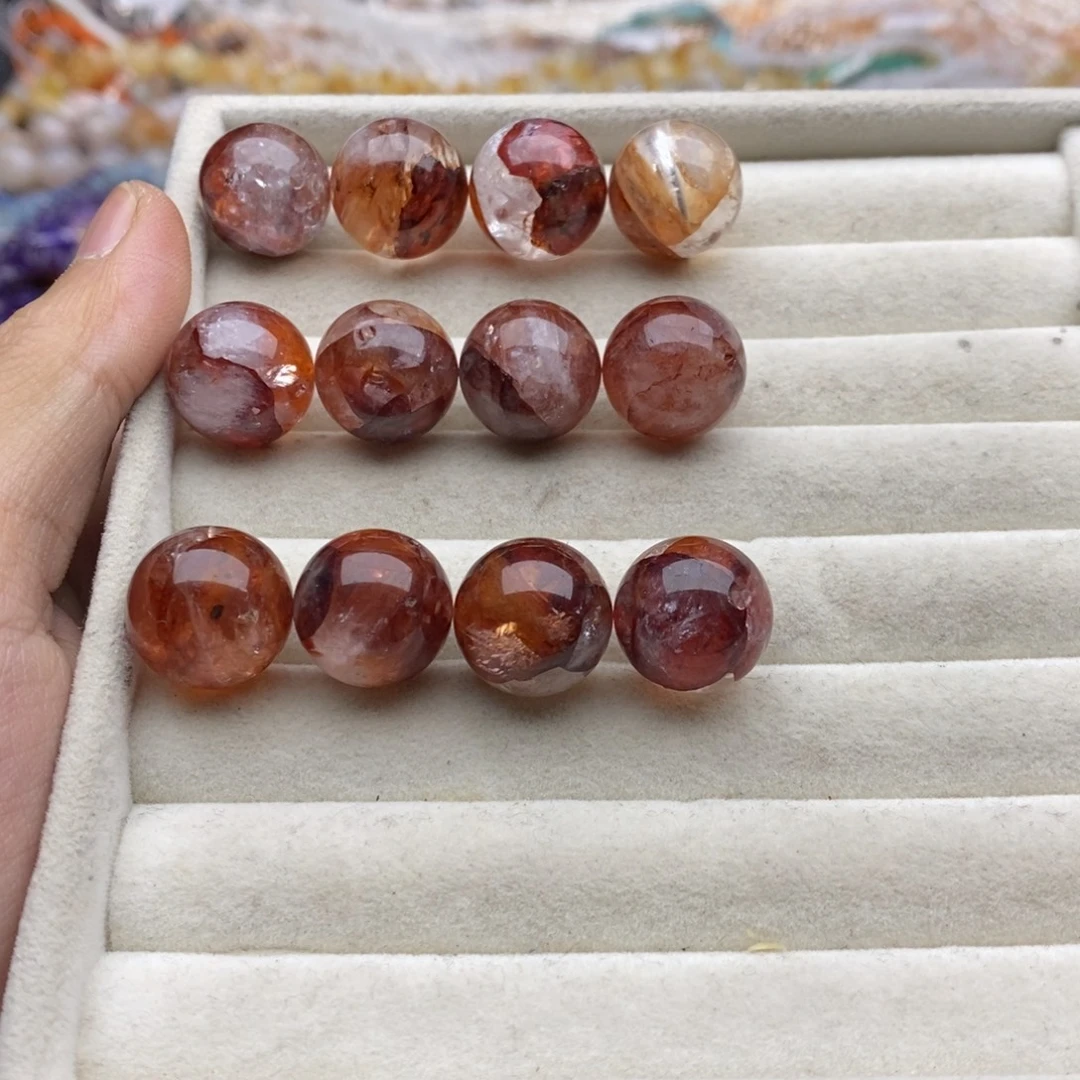 未镶嵌玛瑙/玉髓珠宝半成品一颗纯天然15mm牛血红胶花水晶
