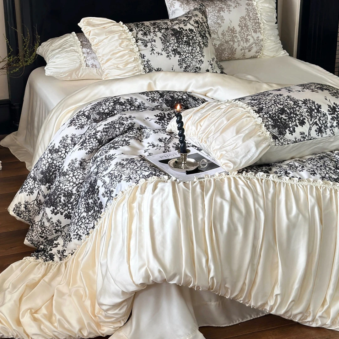 水星家纺适用热销柏林日落︱法式高级复古夏季天丝四件套凉感被套