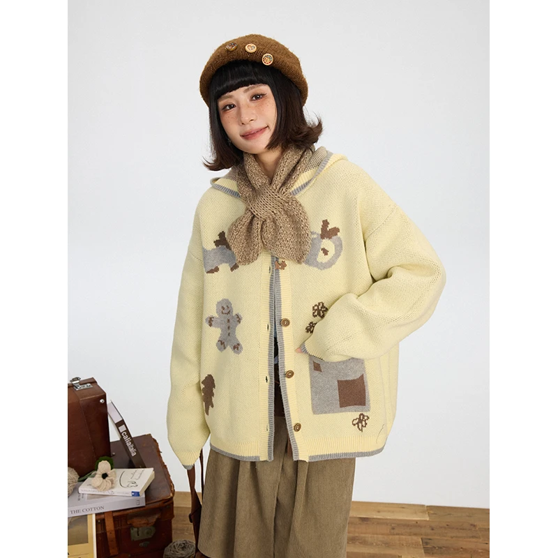 MZ10143设计款童趣宽松开衫毛衣日系秋冬