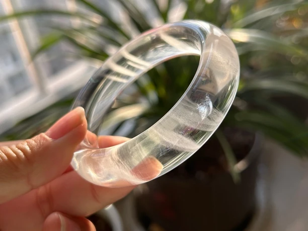 天然白兔毛千层水晶手镯 内径54mm