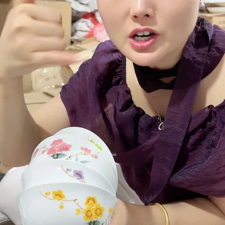 摆件景德镇陶瓷 红梅系类套组