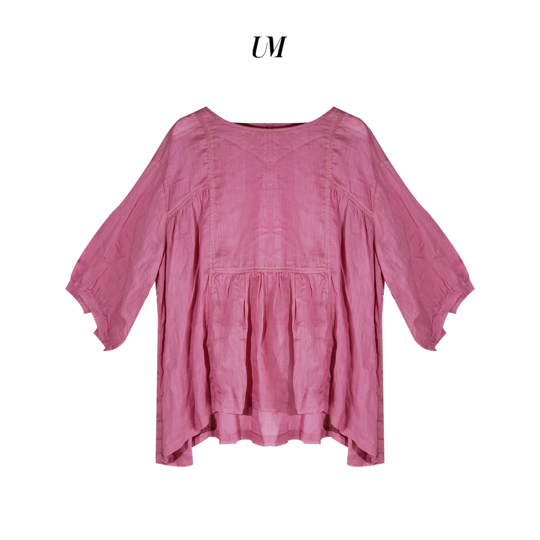 【U.M】 苎麻宽松透气中袖衬衫