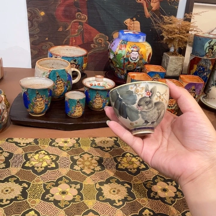 手工手绘兔子茶杯