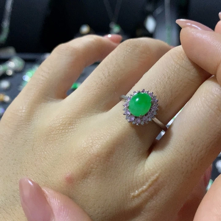 翡翠银S925镶嵌戒指