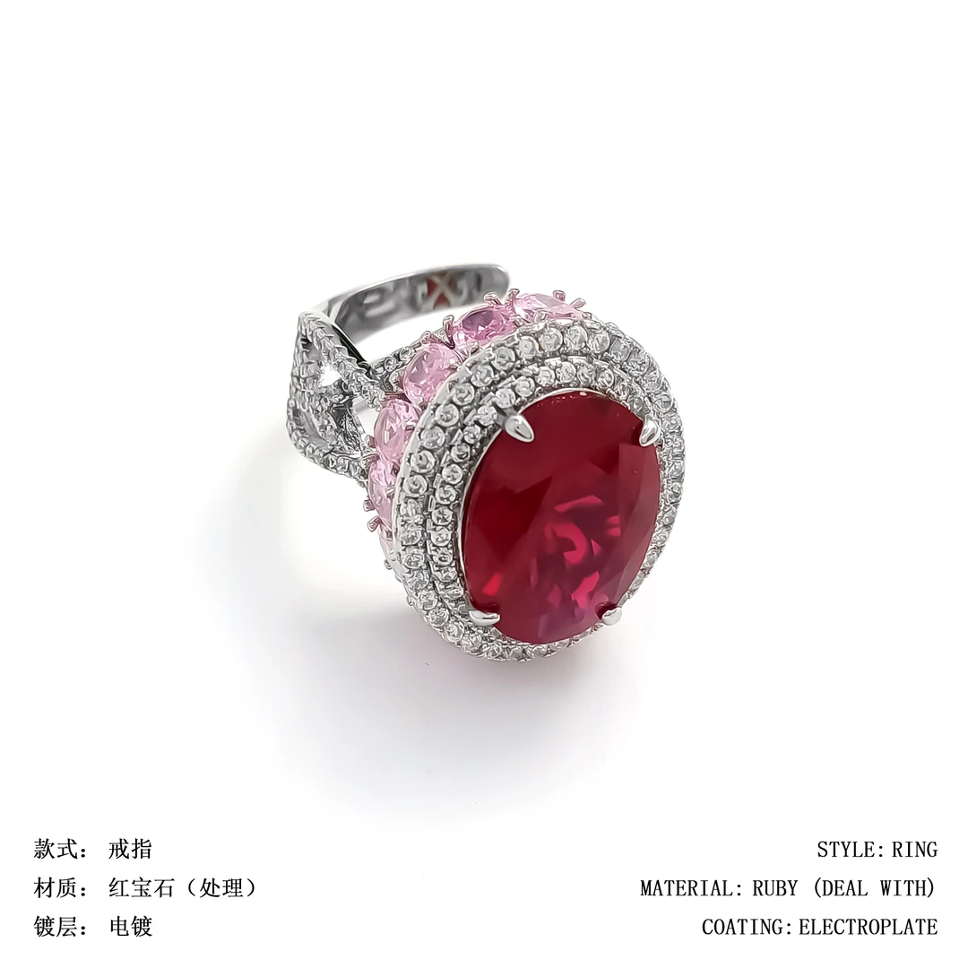 红宝石（处理）【WHLM-000214】戒指欧美时尚高级感轻奢气质