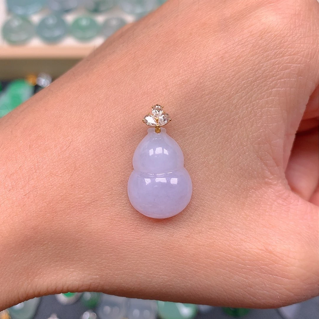 吊坠(不含链)18K金镶嵌翡翠