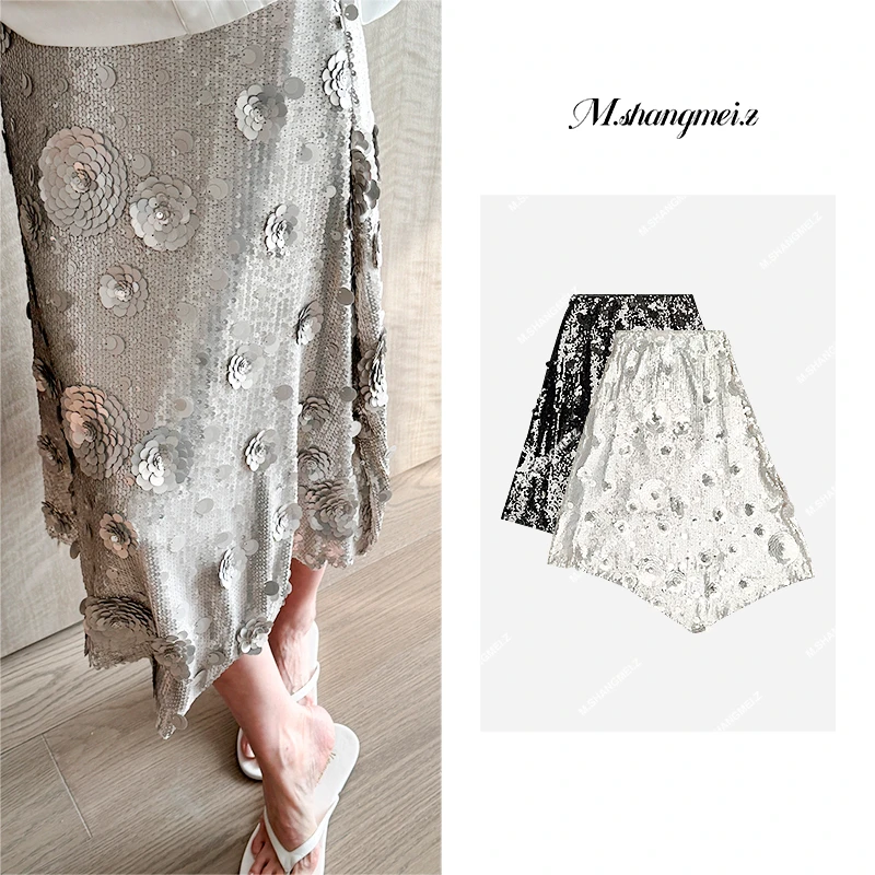 M.SHANGMEI.Z/沐熙【摇曳生姿】美大哥意式高腰亮片半身裙X032245
