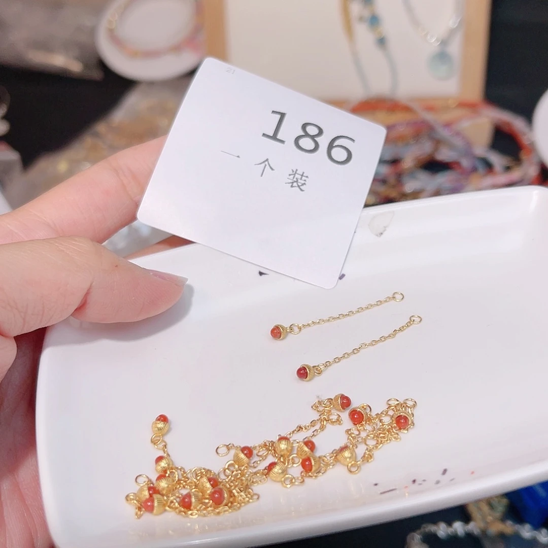 玛瑙/玉髓珠宝半成品银S925镀金镶嵌186