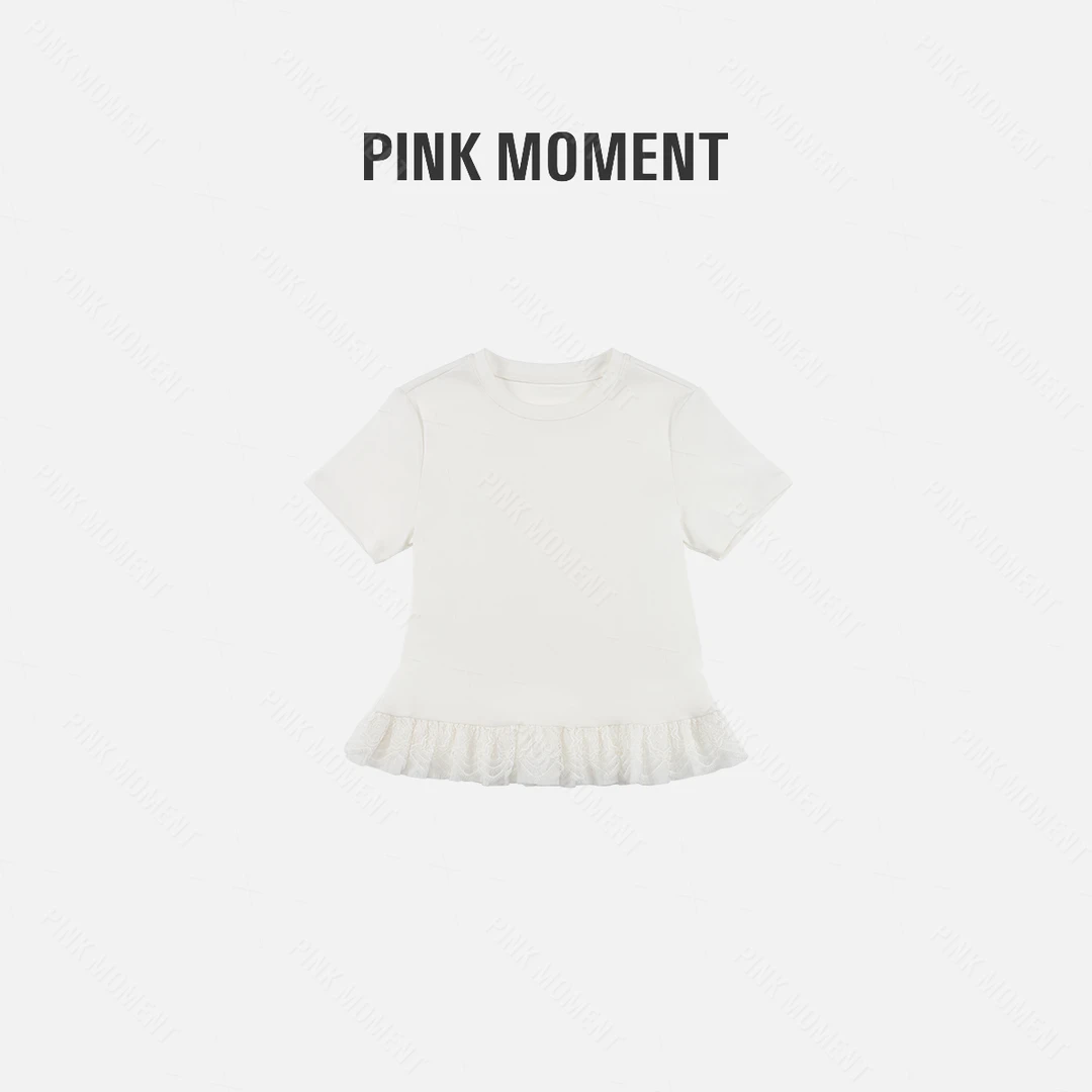 PM王囡囡 白色花边下摆短袖T恤 ND1A0644