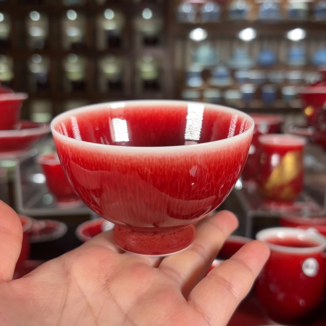 杯子景德镇原矿朗红杯