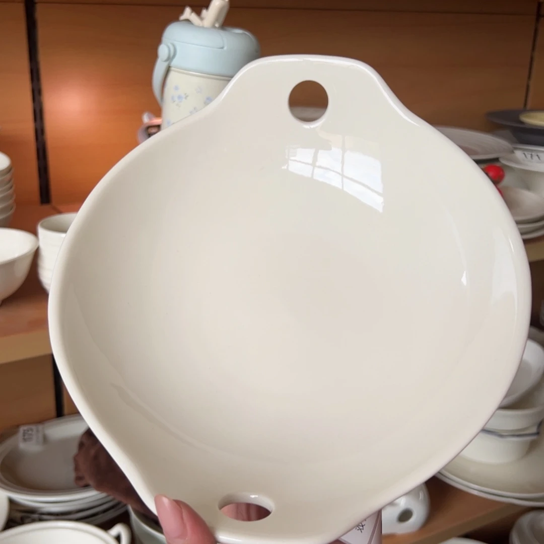 新骨瓷177瑕疵慎拍 暖白 内径9寸 10寸 双耳烤盘