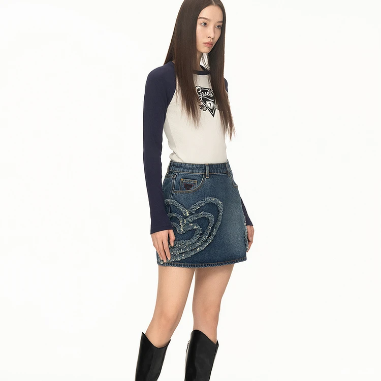 GUESS盖尔斯女士撞色美式纯欲针织长袖卫衣W4PP81K2Q40