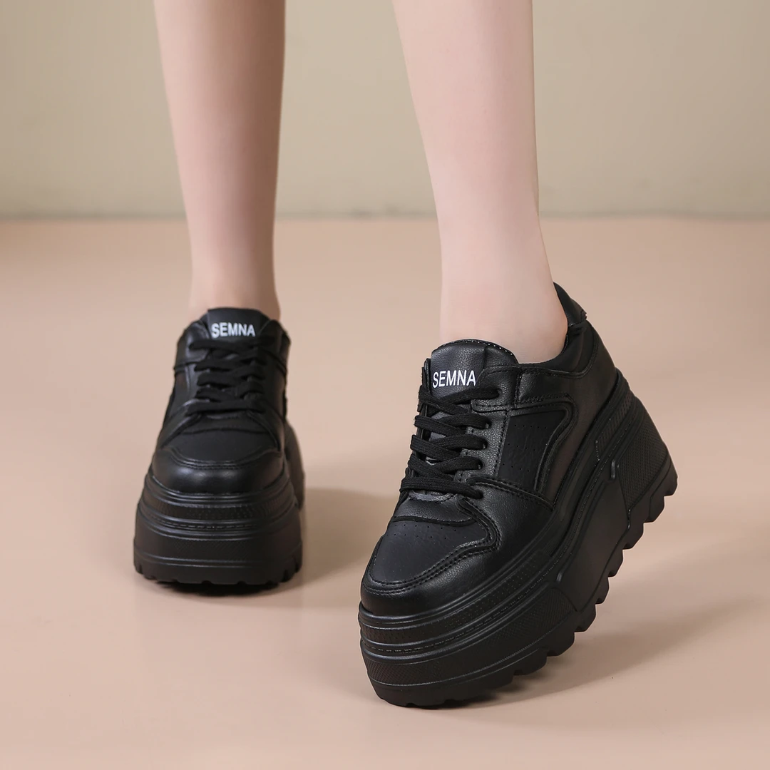 【8CM】厚底小白鞋秋冬新款小个子平底高跟鞋时尚百搭运动休闲女鞋