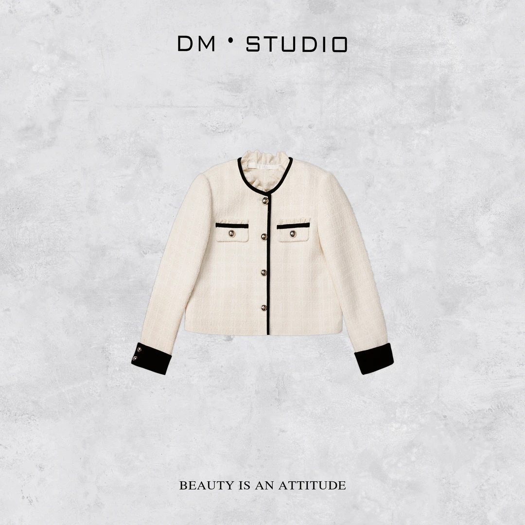 －DM•STUDIO/秋冬精致轻奢高级感100%羊毛小香风排扣外套（723）