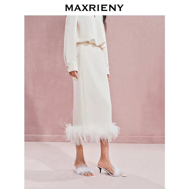 【秀场抢先款】MAXRIENY精致复古宫廷刺绣收腰半裙24秋新款气质感