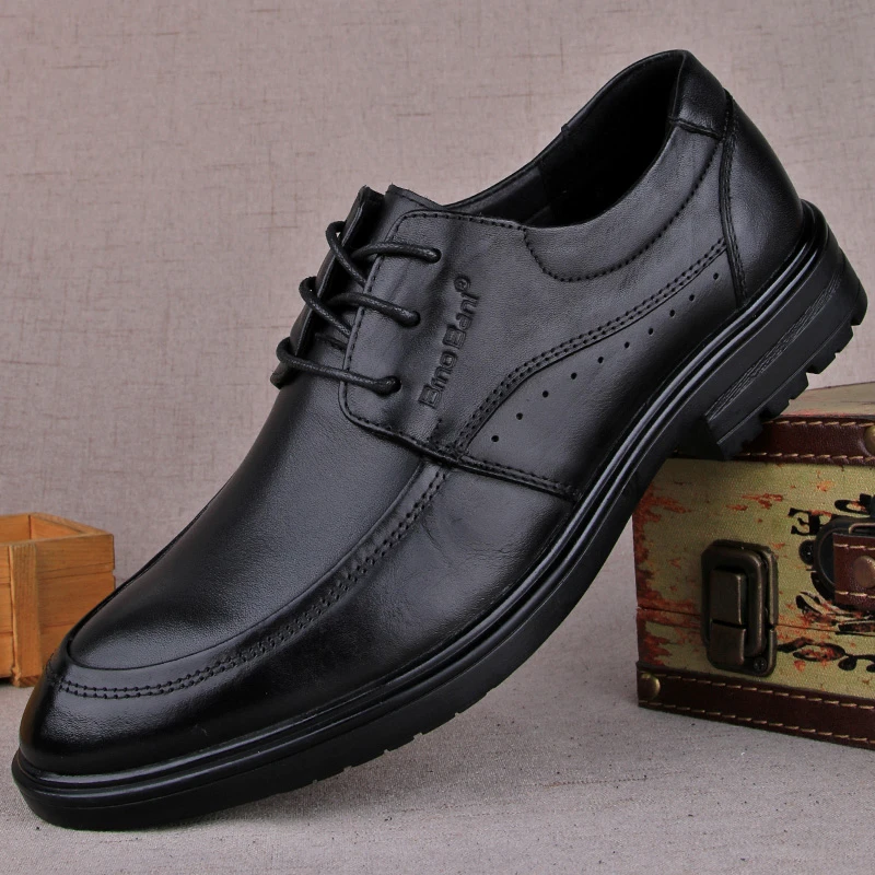 1720渡诺班尼商务休闲正装鞋男士真皮皮鞋防滑软底系带头层牛皮鞋
