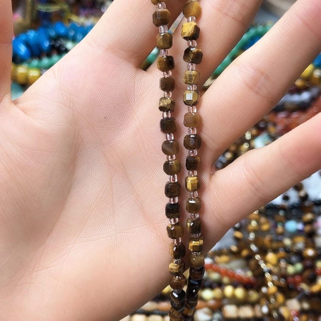 玛瑙/玉髓未镶嵌珠宝半成品卡5黄虎方糖一条