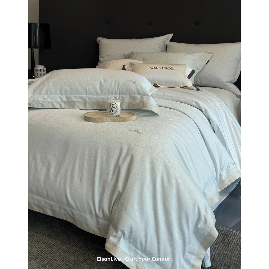 好运 重磅印花长绒棉四件套轻奢简约纯棉加厚提花四件套