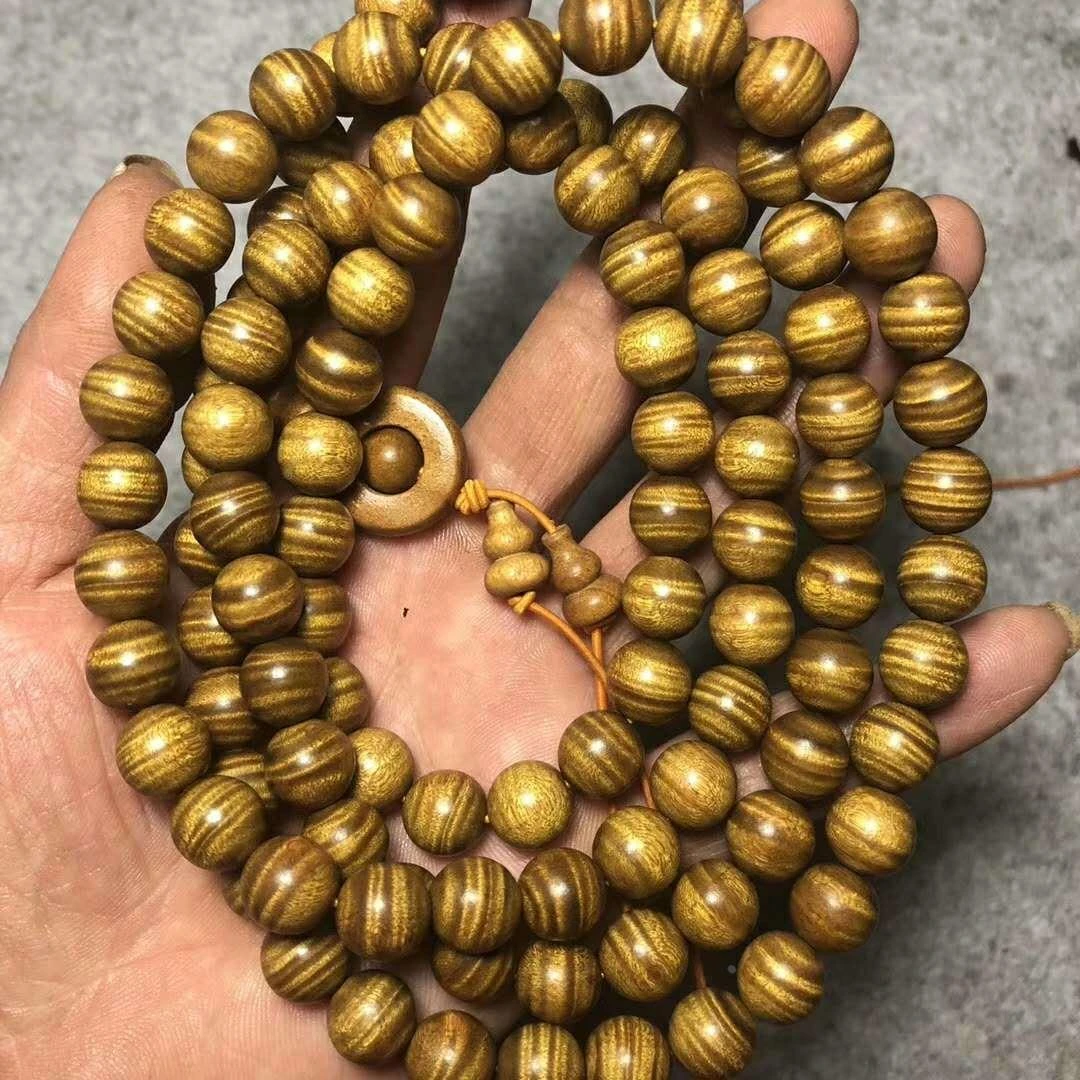 四川金丝楠木手串20mm老料爆满水波108颗佛珠项链珠子佛珠男士