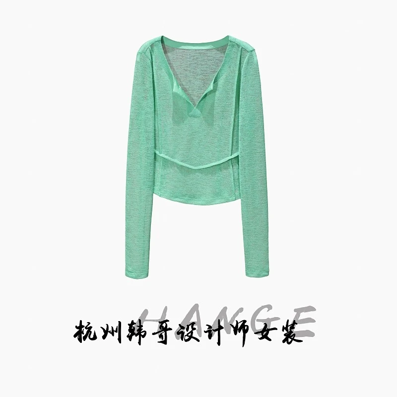 【韩哥女装】夏季薄荷绿鱼骨收腰时尚休闲爽肤衣9207-A8