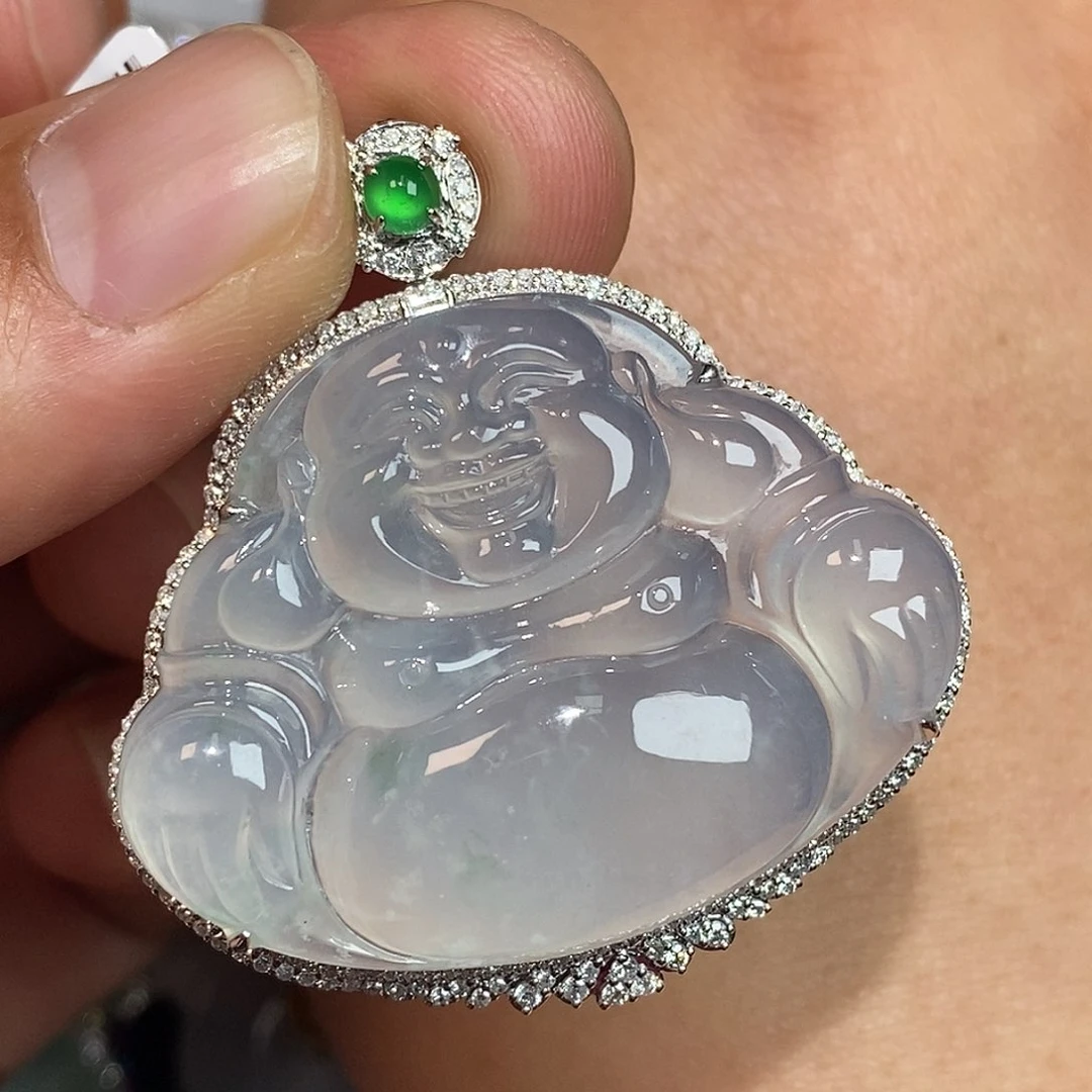 翡翠颈饰18K金镶嵌佛公