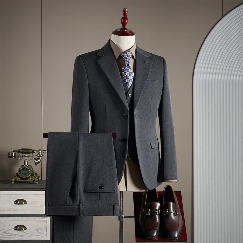 【TGH】商务休闲西装套装男士西服商务休闲修身职业秋冬两件套TZ910