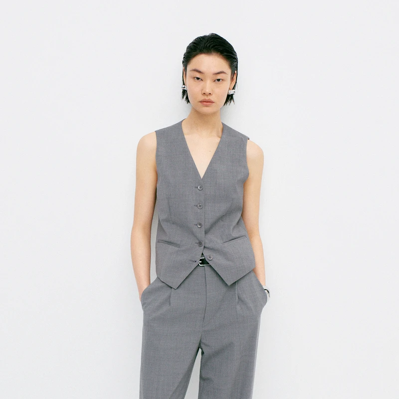 edition西装马甲女双面穿条纹女绅士马甲外套#EBD2WAIK02