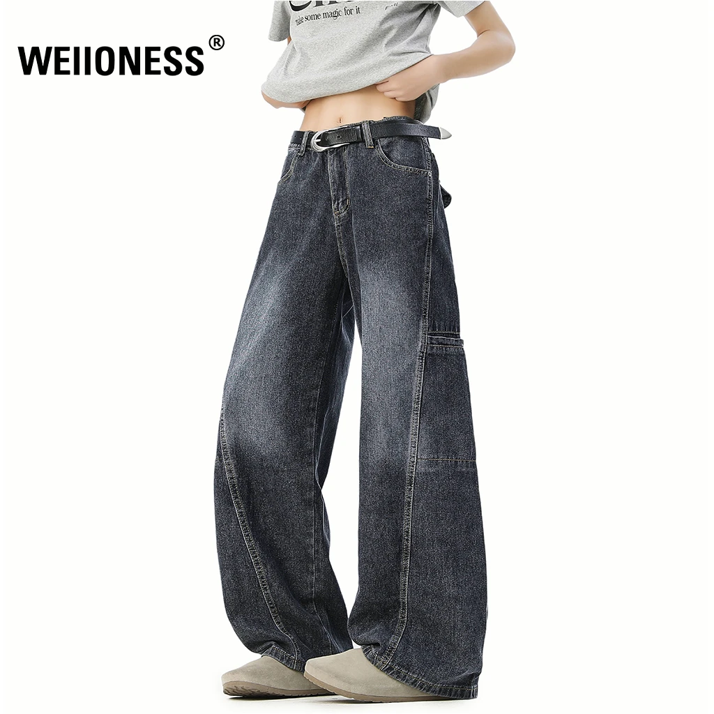 WEIIONESS牛仔裤男夏季美式高街工装阔腿裤子百搭通勤高级感男装