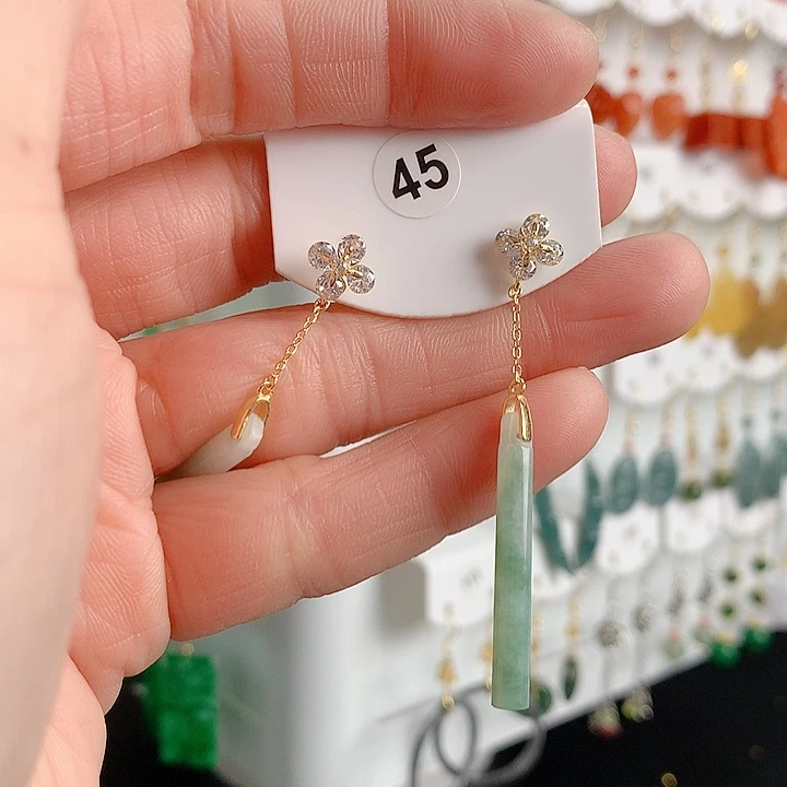 翡翠耳饰银S925镶嵌流***包翡翠